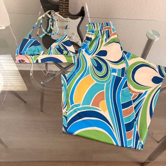 halfheart Other - Blue and Green Abstract Women Swim Coverup by HalfHeart